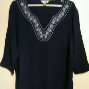 White Stag navy crinkle look top